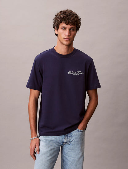 Calvin Klein Jeans Logo Carta T-Shirt Evening Blue