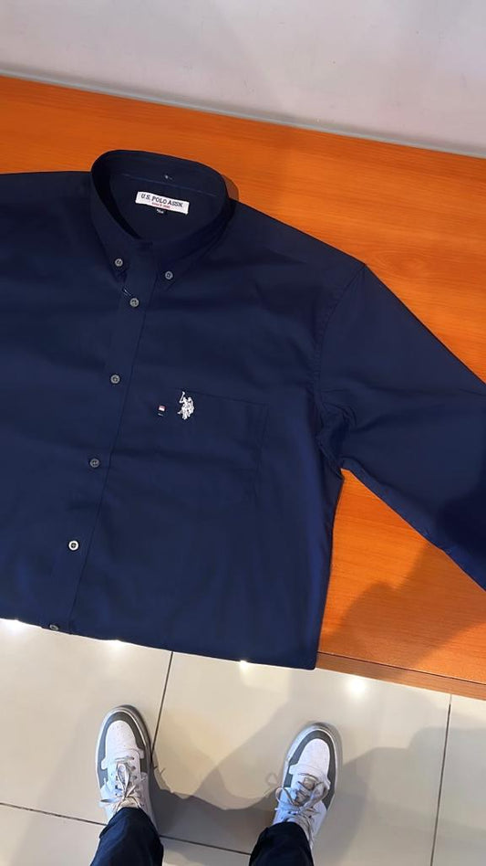 Us Polo regular poplin navy long sleeve