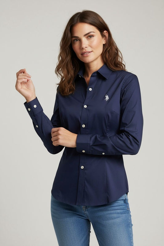 Blusa Us Polo manga larga azul navy classic fit