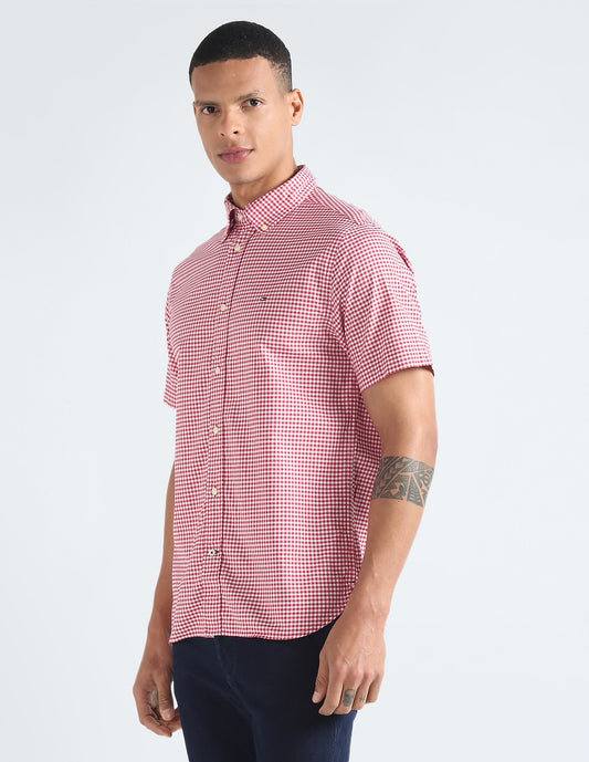 Camisa Tommy Hilfiger Manga Corta Roja Cuadros