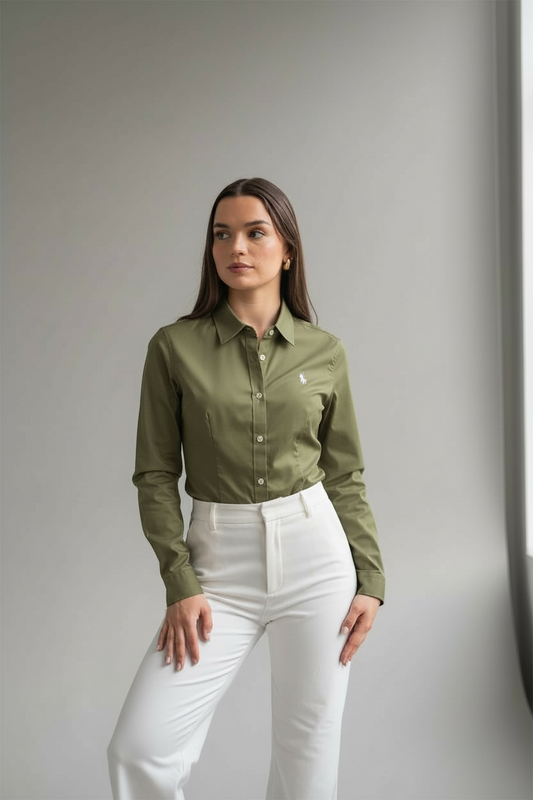 Blusa Us Polo manga larga olive classic fit