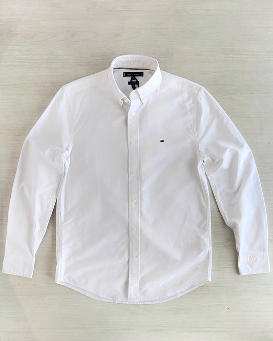 Tommy Hilfiger camisa Oxford manga larga Blanca
