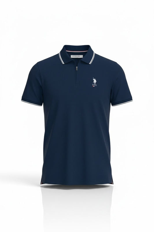 Us Polo Tipo Polo Zipper Navy