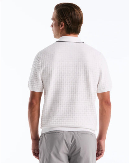 Penguin Tipo Polo Zipper Tejido Cuadros Blanca