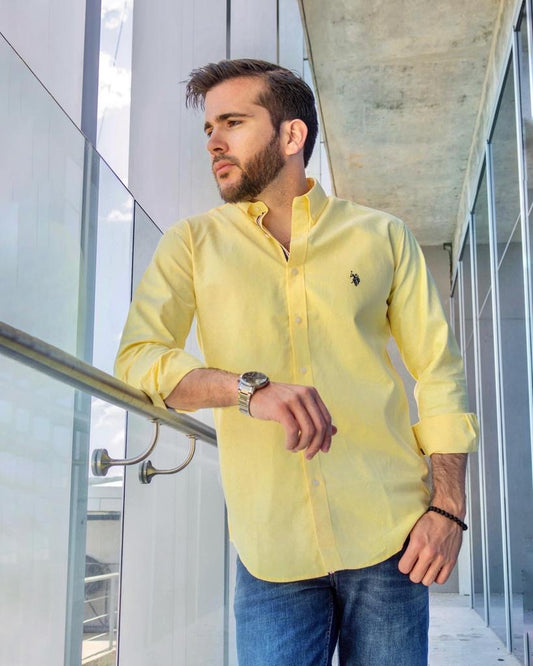 Us Polo Camisa Manga Larga Amarillo Custom fit