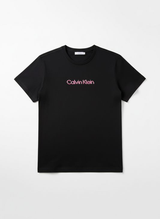 Calvin Klein T Shirt Negra Estampado Pecho