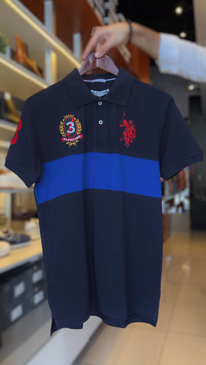 Us Polo tipo polo azul Navy franja azul