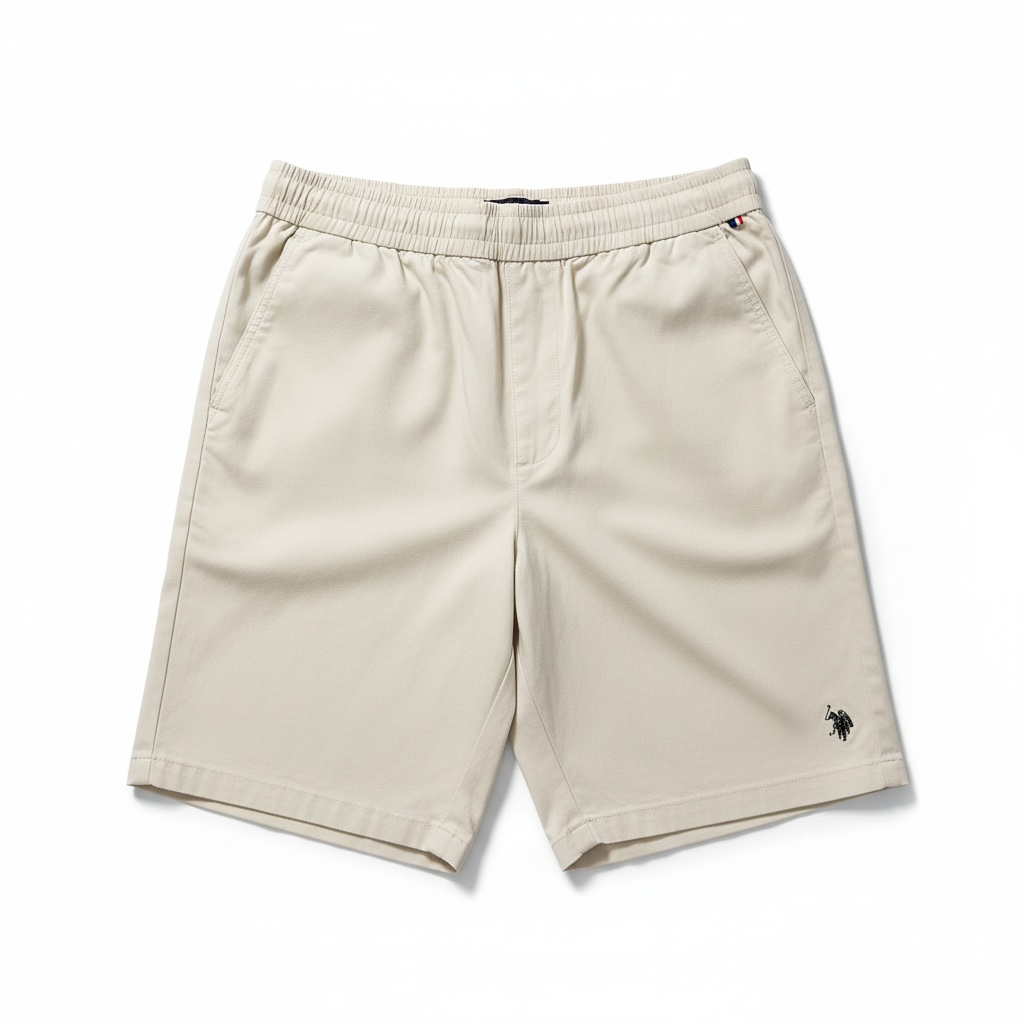 Us Polo Short Caballero Casual Lino Sand
