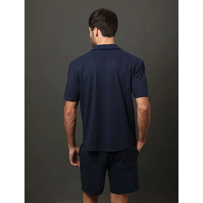 Calvin Klein Camisa Manga Corta Textura Waffle Navy