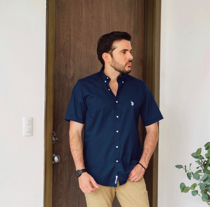 Us Polo Camisa Manga Corta Azul Navy Regular Fit