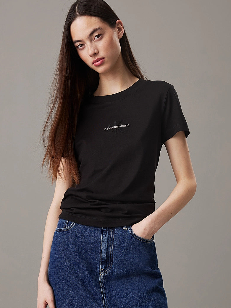 Calvin Klein T-Shirt Dama Monologo Slim CK Black