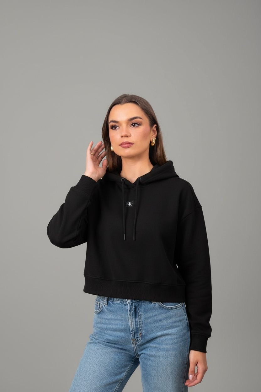 Calvin Klein Sueter Dama Crop Holgado Ck Black