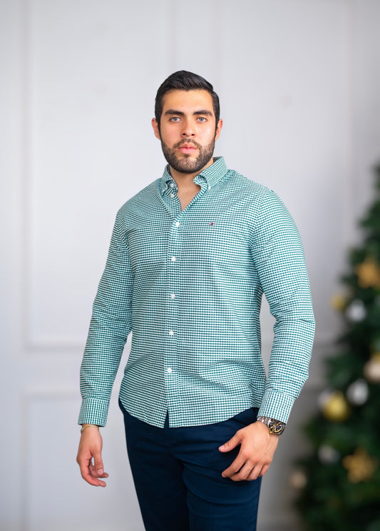 Tommy Long Sleeve Checkered Shirt Green