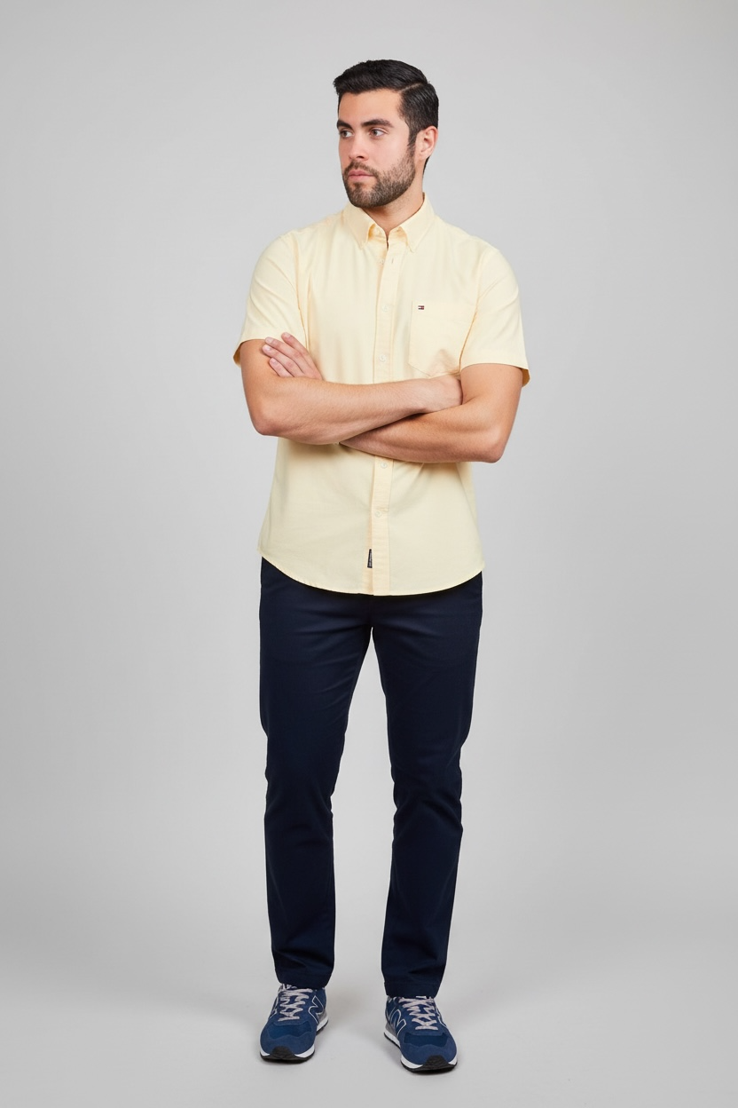 Tommy Hilfiger Oxford Manga Corta Citronella