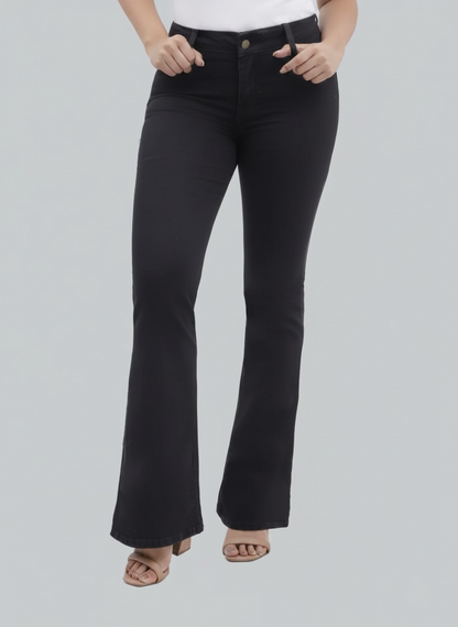 Pierre Cardin Pantalón Dama BootCut Tiro Alto Negro