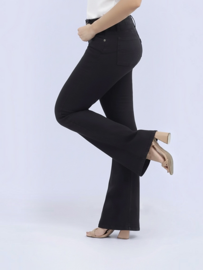 Pierre Cardin Pantalón Dama BootCut Tiro Alto Negro