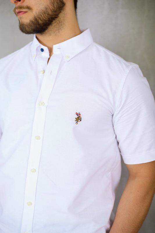 Us Polo blanca custom fit manga corta