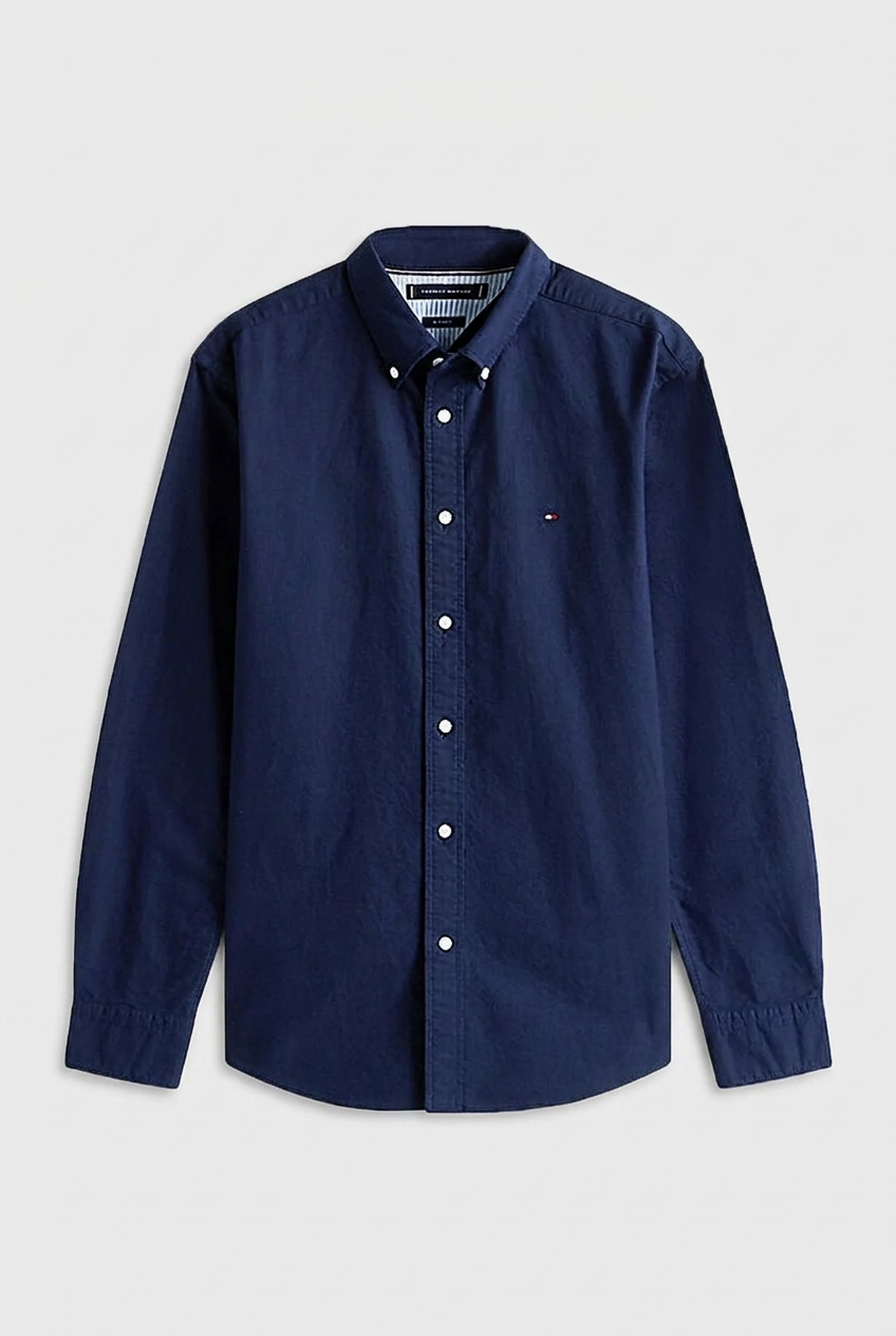 Tommy Hilfiger Manga Larga Oxford Preppy Navy / Desert Sky