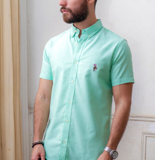 US Polo Camisa Verde Manga Corta Logo Color